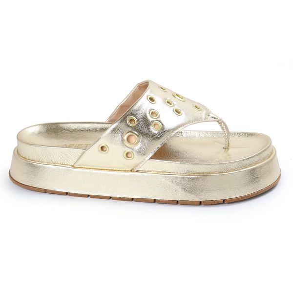 Sandália Papete Feminina de Dedo Marcela Sola Alta Dourado