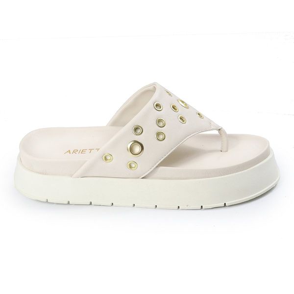 Sandália Papete Feminina de Dedo Marcela Sola Alta Off-White