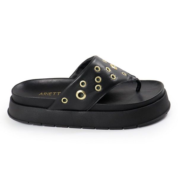 Sandália Papete Feminina de Dedo Marcela Sola Alta Preto