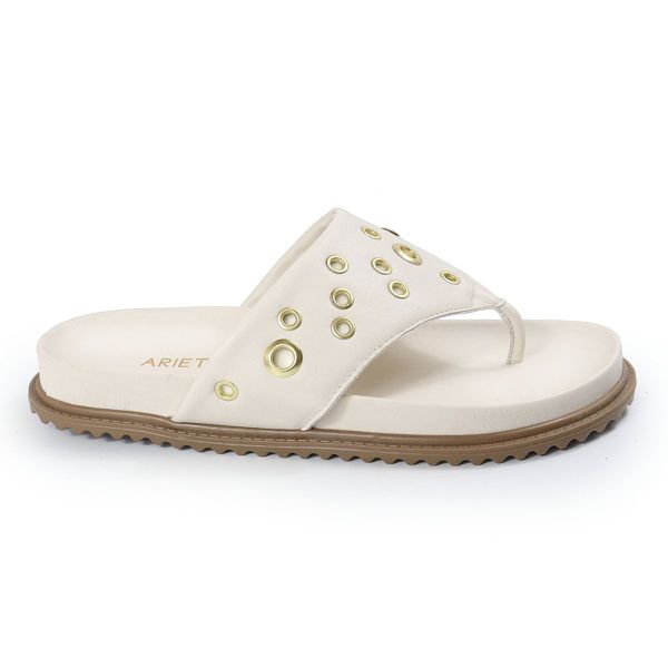 Sandália Papete Feminina de Dedo Marcela Sola Baixa Off-White