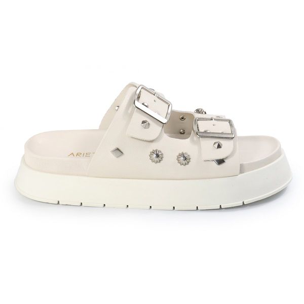 Papete Feminina Fivelas Camila Sola Alta Off-White