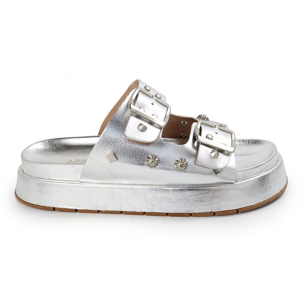 Papete Feminina Fivelas Camila Sola Alta Prata