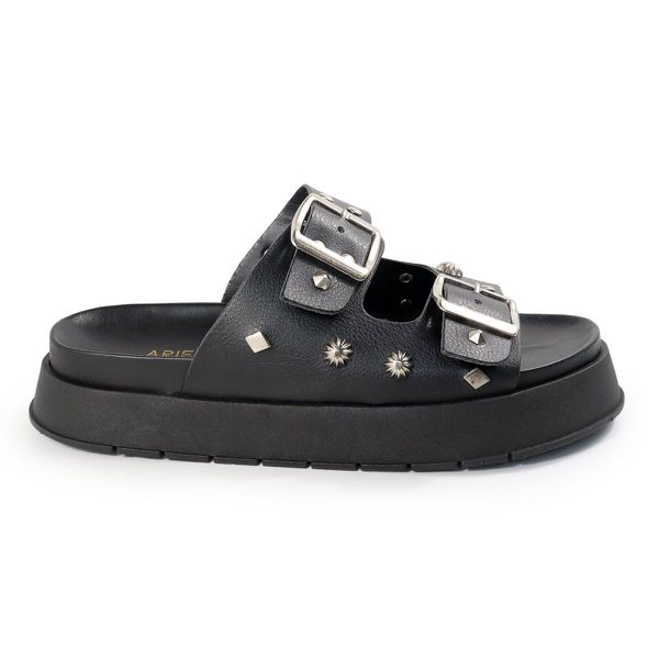 Papete Feminina Fivelas Camila Sola Alta Preto