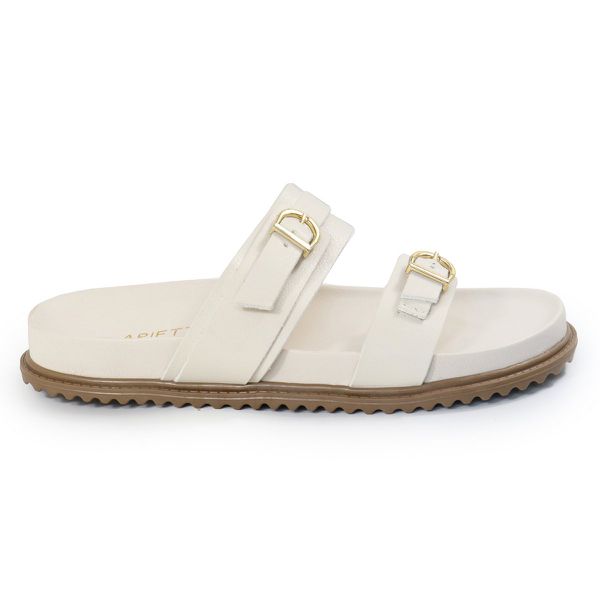 Sandália Papete Feminina Giovana Duas Tiras Sola Baixa Off-White