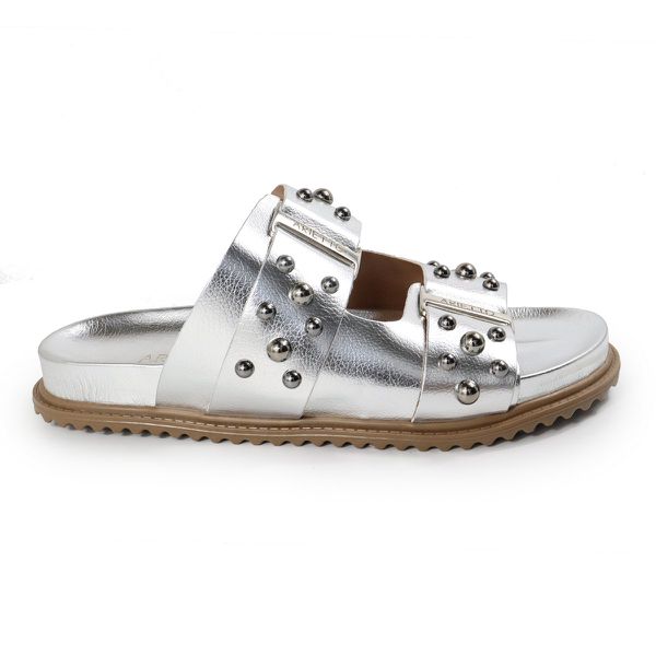 Sandália Papete Feminina Aurora Sola Baixa Prata