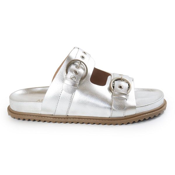 Sandália Papete Feminina Vitoria Duas Tiras Sola Baixa Prata