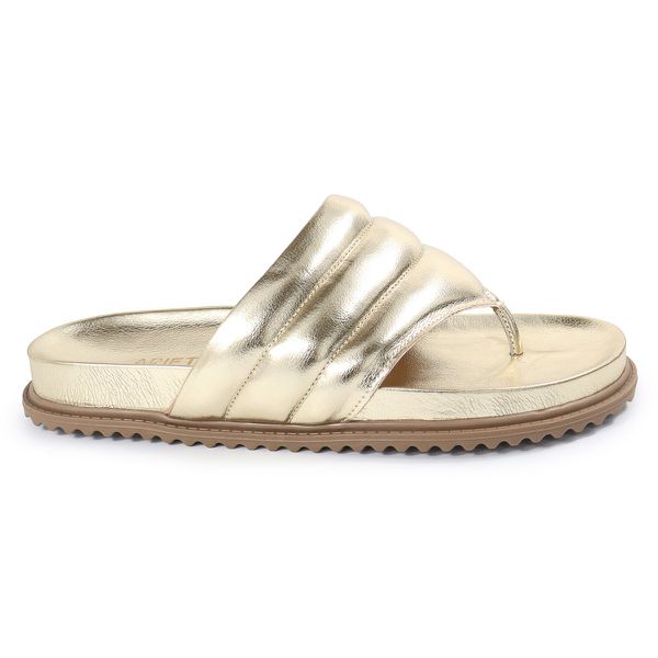 Sandalia Papete de Dedo Sola Baixa Leona Dourado