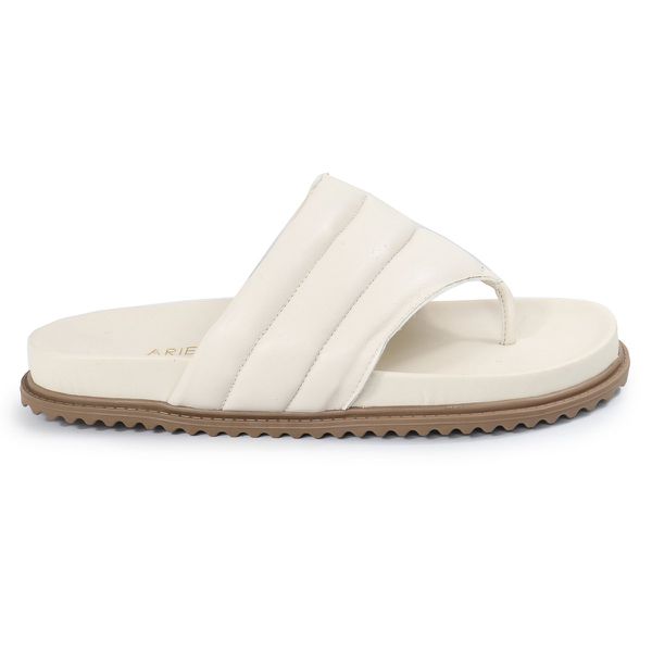 Sandalia Papete de Dedo Sola Baixa Leona Off-White