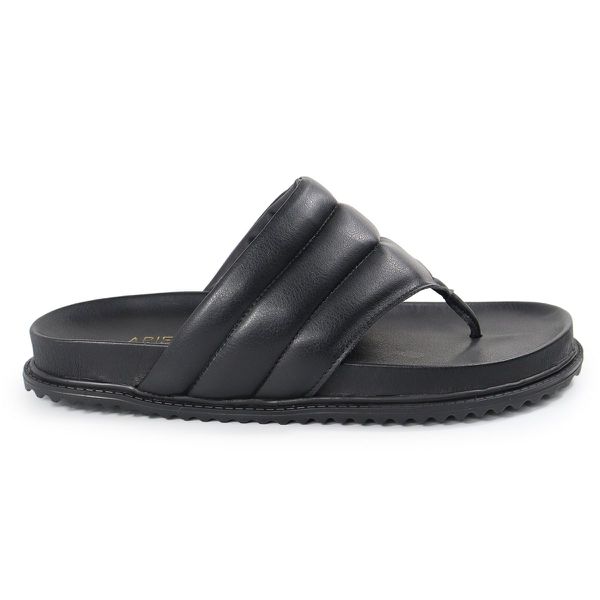 Sandalia Papete de Dedo Sola Baixa Leona Preto