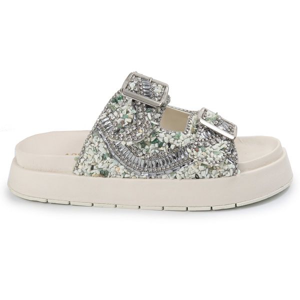 Sandália Feminina Sola Alta com Pedraria Prata