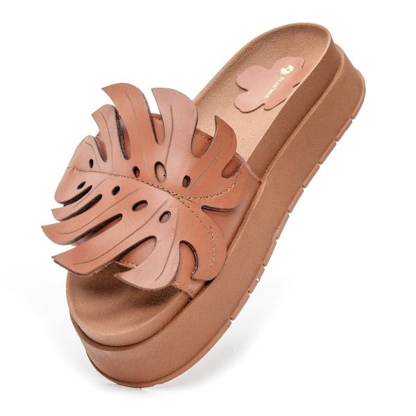 Sandálias Papete Femininas Folha - Conforto E Estilo Marrom