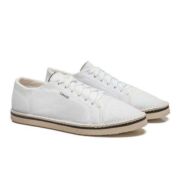 linha sapatênis sapatilha sneaker chazz - lona premium - branco