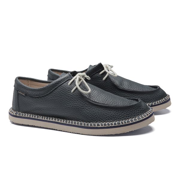 tenis espadrille cacareco chazz couro azul náutico