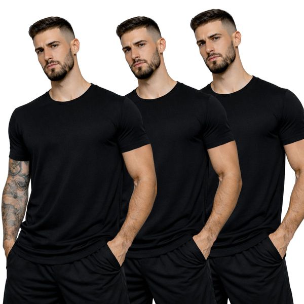 Kit 3 Camisetas Masculina Algodão Basica - Preto