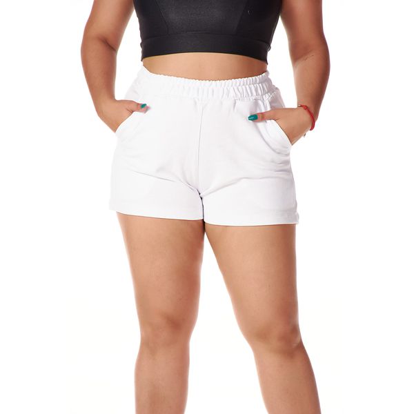 Short Moletom Feminino Branco Curtinho 