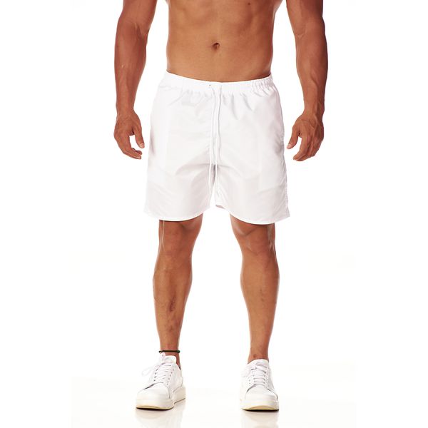 Bermuda Tactel Masculina Branca Com Cordão 
