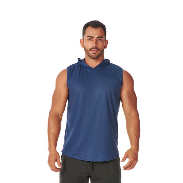 Regata Masculina Azul Marinho Capuz Oversized Longline 
