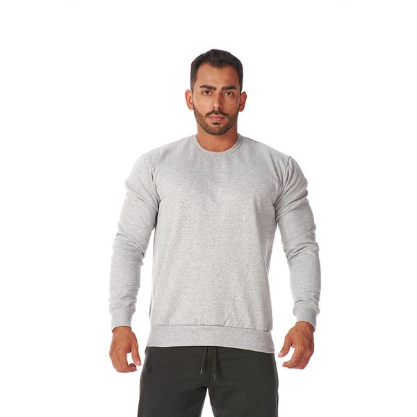Moletom Masculino Gola Careca Cinza