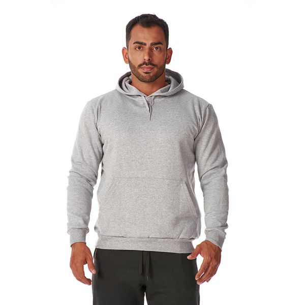 Blusa de Frio Masculina Cinza Moletom Canguru com Capuz 
