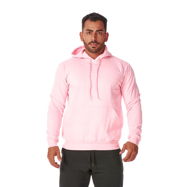 Moletom Masculino Canguru Rosa Bebe com Capuz 