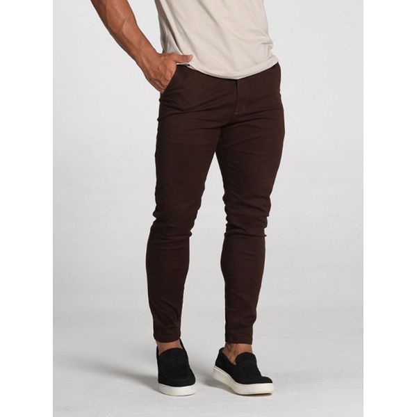 Calça Sarja Alfaiataria Marrom Masculina Skinny Codi Jeans Marrom