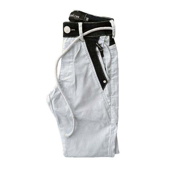 Calça jeans masculina com cordao sales