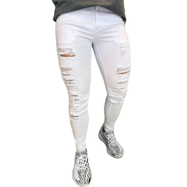 Calça branca masculina rasgado online