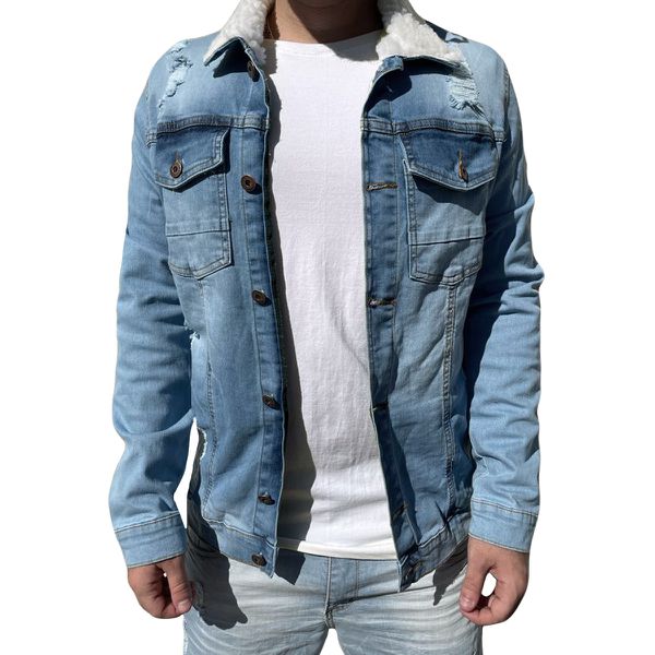 Jaqueta jeans clara sales masculina