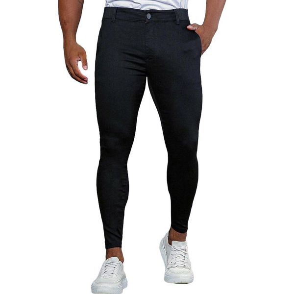 Calça Alfaiataria Preta Masculina Skinny Com Elástico No Cós