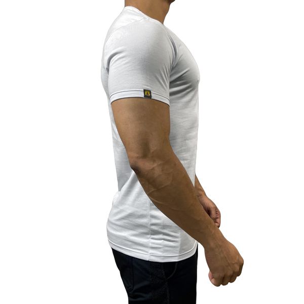 Camiseta Slim Fit Masculina Curta Branca Lisa Basica Premium