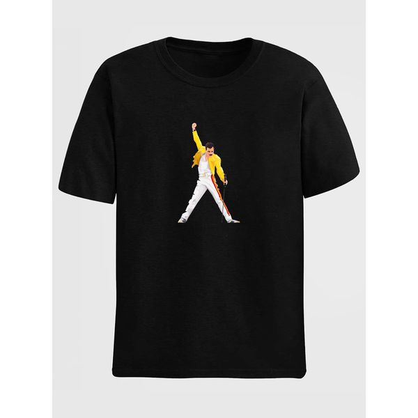 Camiseta Estampada Freddie Mercury Queen Rock - Preto
