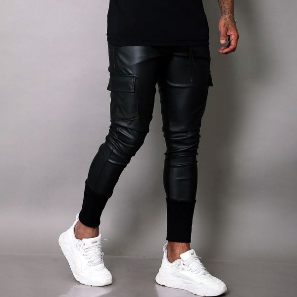 Calça Lacapa Preta Courino Black Slim Fit Streetwear