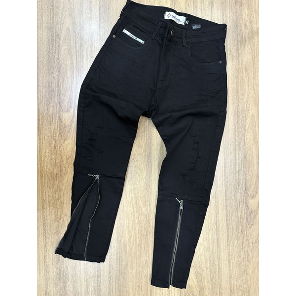 Calça preta com ziper na best sale perna masculina