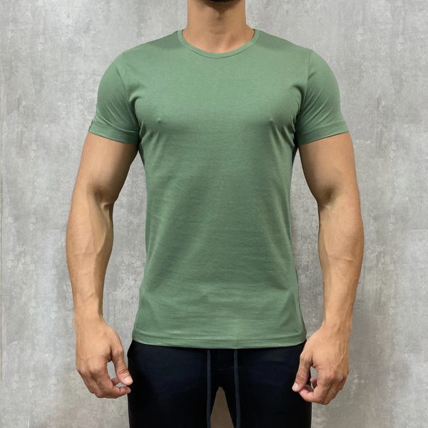 Camiseta Slim Fit Manga Curta Gola Redonda Masculina Verde