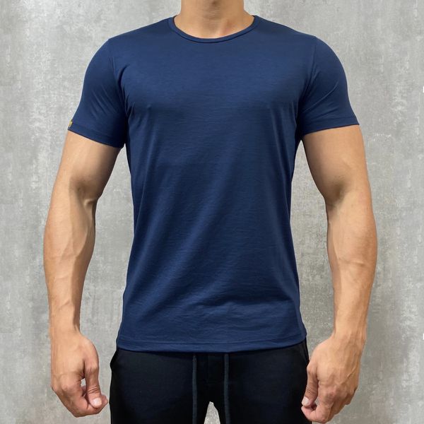 Camiseta Slim Fit Manga Curta Gola Redonda Masculina Marinho CHIEREGATO OUTLET