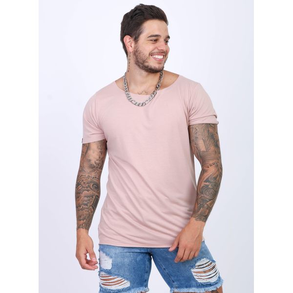 Camiseta Slim Gola Canoa Aberta Rosé Masculina Austin Club