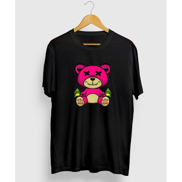 Camiseta Estampada Urso Money Bolado Streetwear Premium - Preto