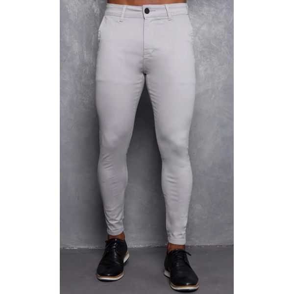 Calça Alfaiataria Skinny Social Cinza Claro Esporte Fino