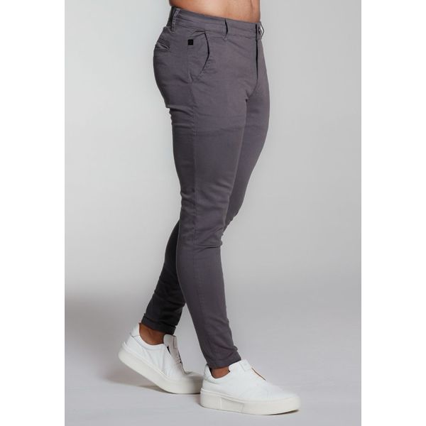Calça Alfaiataria Jeans Skinny Cinza Escura Premium Masculina
