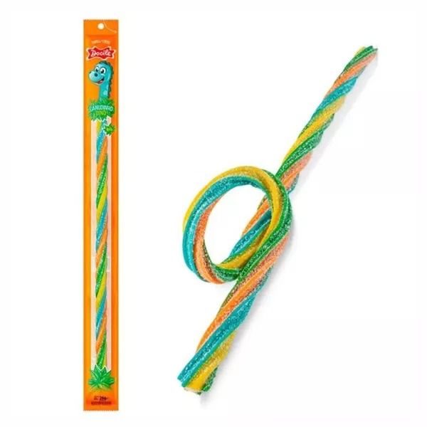 BALA CANUDINHO TWIST DINO MORANGO CITRICO 26G DOCILE - 510950 - CHOKDOCE