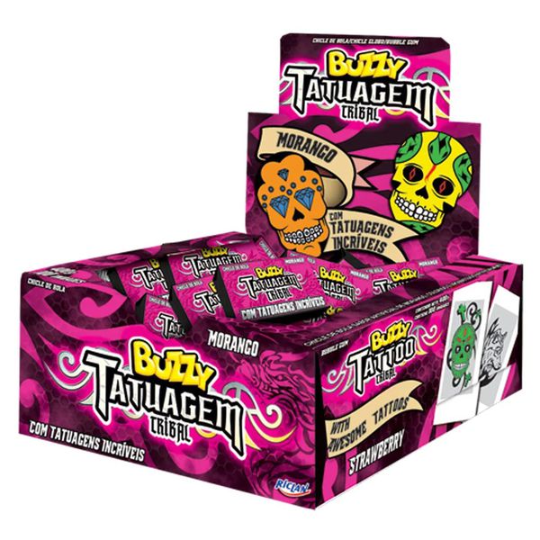 CHICLE BUZZY TATTOO TRIBAL MORANGO 360G RICLAN - 284677 - CHOKDOCE