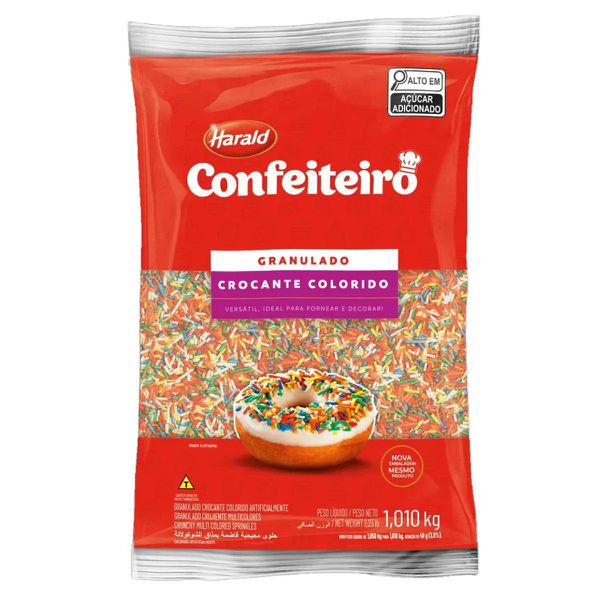 CHOC GRANULADO CROCANTE COLORIDO CONFEITEIRO 1.01KG HARALD - 696975 - CHOKDOCE