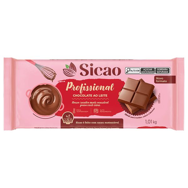 CHOCOLATE AO LEITE SICAO BLOCOS PROFISSIONAL 1.01KG SICAO - 819527 - CHOKDOCE