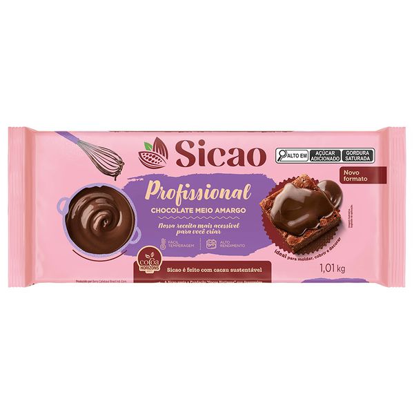 CHOCOLATE MEIO AMARGO SICAO BLOCOS PROFISSIONAL 1,01KG SICAO - 819503 - CHOKDOCE