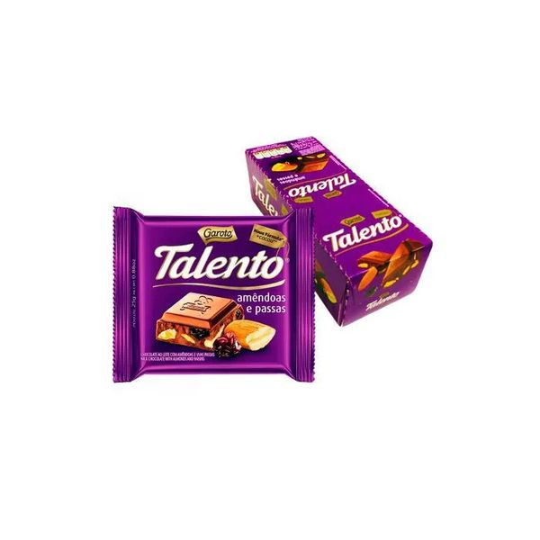 CHOCOLATE MINI TALENTO AMENDOAS E PASSAS DE 15 UNIDADES DE 25G GAROTO - 75947 - CHOKDOCE