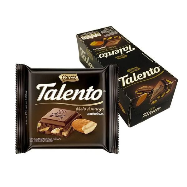 CHOCOLATE MINI TALENTO INTENSE AMENDOAS DE 15 UNIDADES DE 25G GAROTO - 75954 - CHOKDOCE