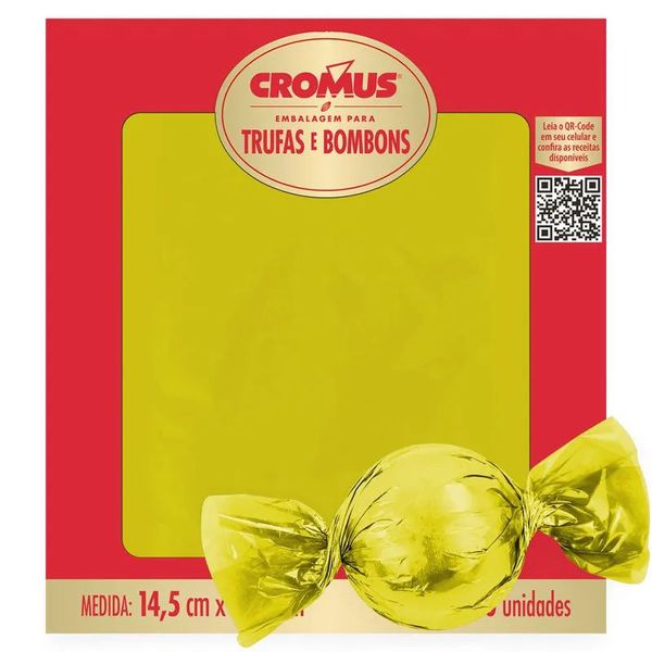 EMBALAGEM TRUFA 12X12.5CM AMARELO CROMUS - 255998 - CHOKDOCE