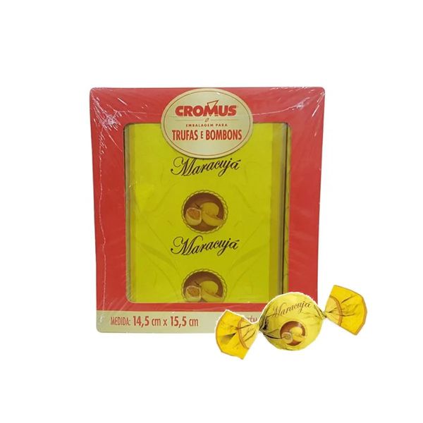 EMBALAGEM TRUFA SABORES MARACUJA 14,5X15,5CM CROMUS - 58391 - CHOKDOCE