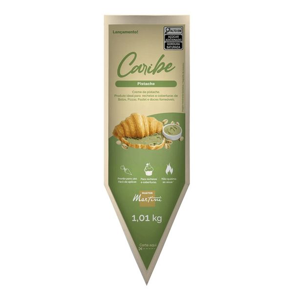 NOVO RECHEIO PISTACCHIO CARIBE BISNAGA 1,01KG MASTER MARTINI - 800693 - CHOKDOCE