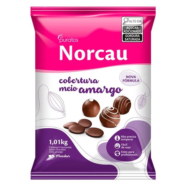 COBERTURA GOTAS MEIO AMARGO 1.01KG NORCAU - 196123 - CHOKDOCE